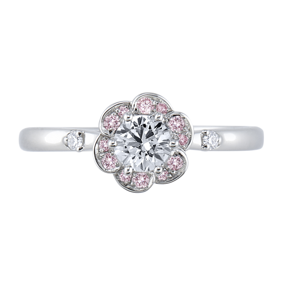 rose ローズ Pt950 HCメレ ピンクダイヤメレ 0.25ct センターダイヤ付き